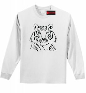 278x300 Tiger Face Graphic Tee Animal Lover Tiger Drawing Long Sleeve T - Long Sleeve T Shirt Drawing