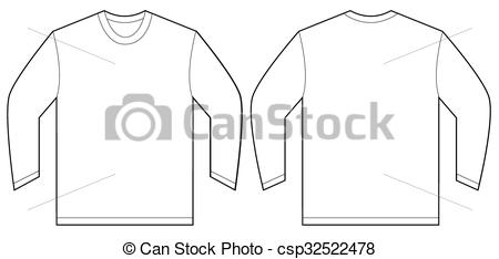 450x234 White Long Sleeve T Shirt Design Template Vector Illustration - Long Sleeve T Shirt Drawing
