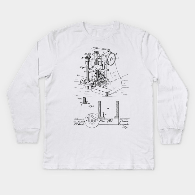 630x630 Bullet Machine Vintage Patent Hand Drawing - Long Sleeve T Shirt Drawing