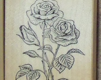 340x270 long stem rose stamp etsy - Long Stem Rose Drawing