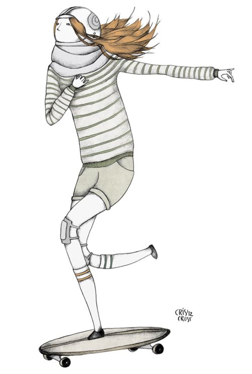 500x742 Longboard Girl Longboard Cartoon Longboard Drawing - Longboard Drawing