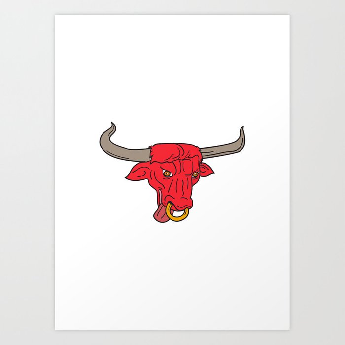 700x700 Texas Longhorn Bull Drawing Art Print - Longhorn Drawing