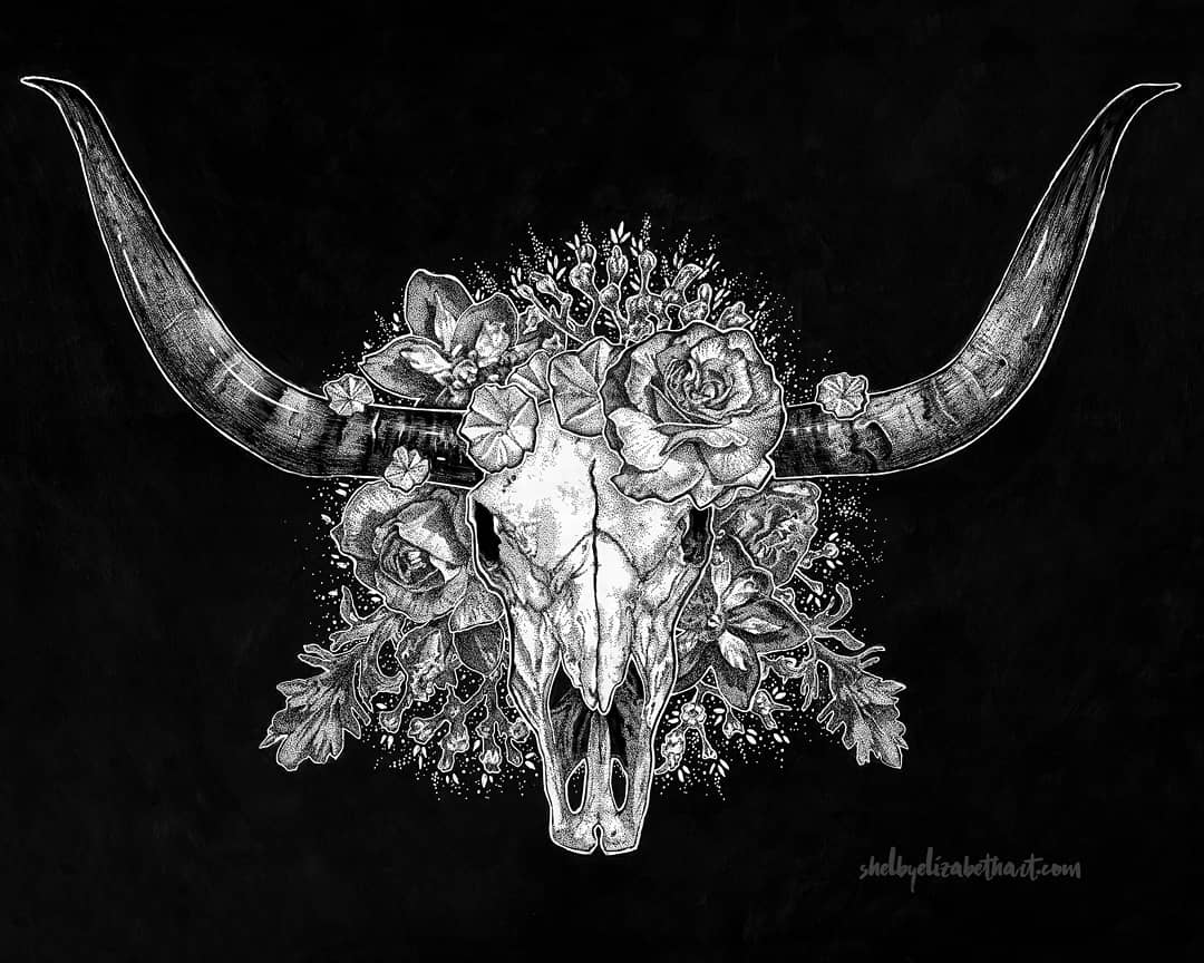 Longhorn Skull Drawing at Explore collection of
