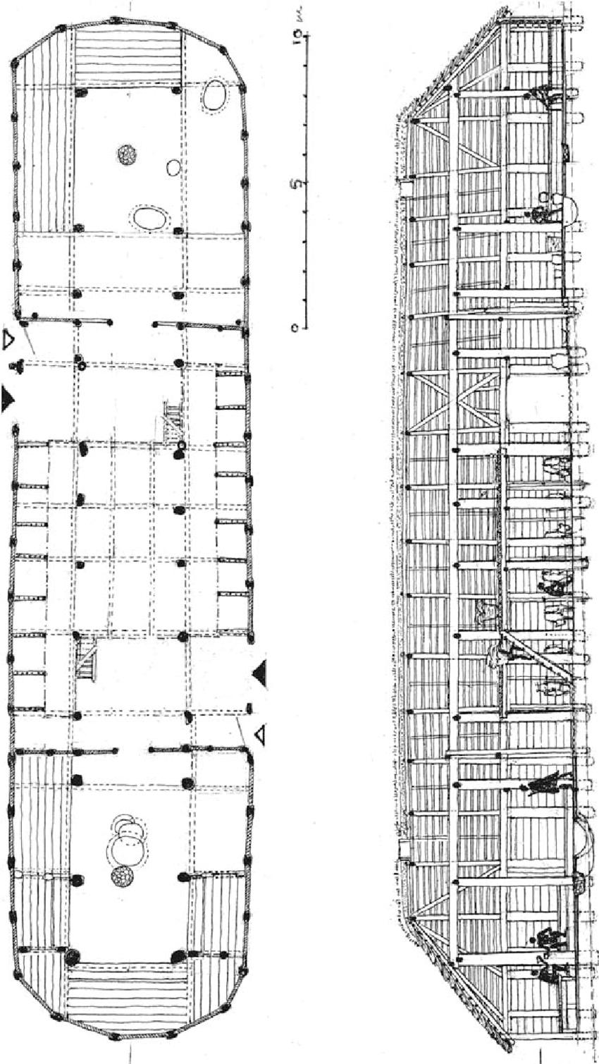 850x1509 reconstruction drawings of a large long house from rd, thy - Longhouse Drawing