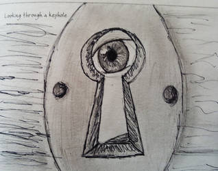 318x250 Daily Drawing Looking Through A Keyhole - Looking Through A Keyhole Drawing
