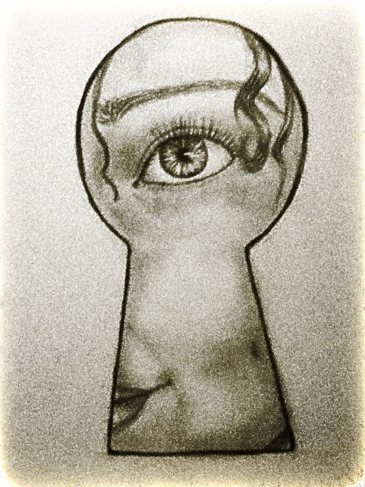 720x960 Looking Through A Keyhole Art Art, Drawings, Sketches - Looking Through A Keyhole Drawing