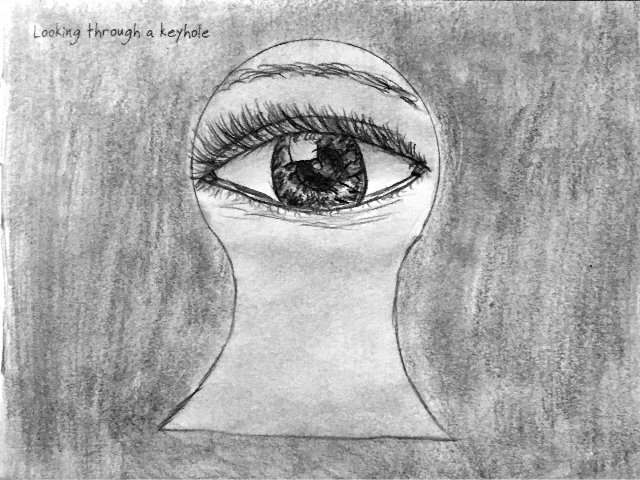 640x480 Keyhole Drawing Eye Drawing For Free Download - Looking Through A Keyhole Drawing