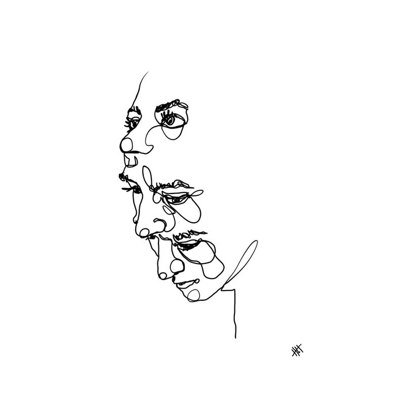 794x794 Looking Up One Line Portrait Drawing Contour Drawing Etsy - Looking Up Drawing