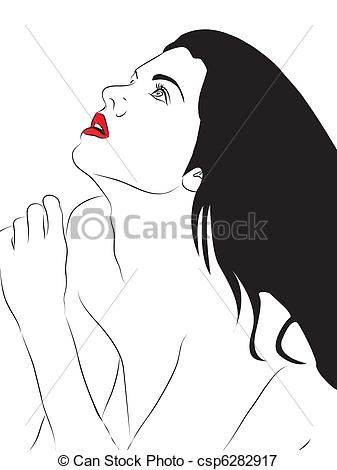 337x470 Woman Looking Up Vector Graphic Illustration Of An Woman Drawing - Looking Up Drawing
