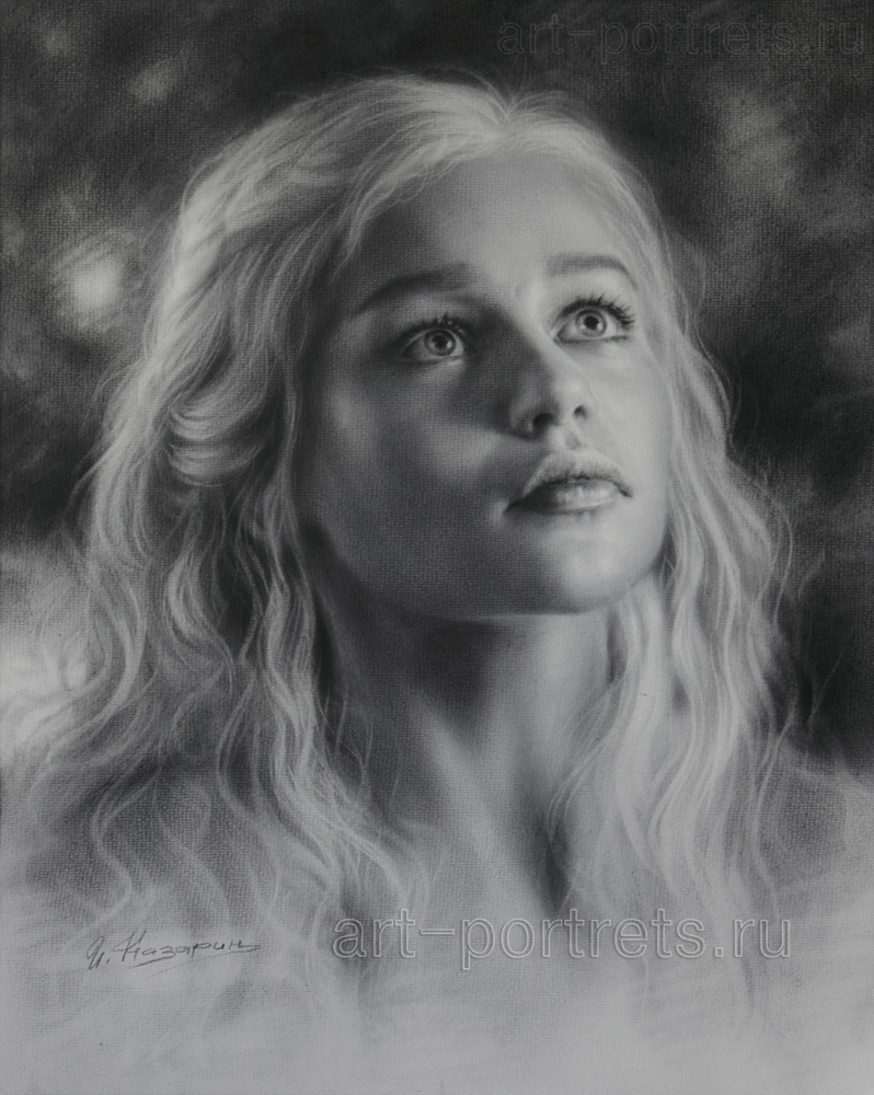 798x1000 Drawing Emilia Clarke Is Looking Up - Looking Up Drawing