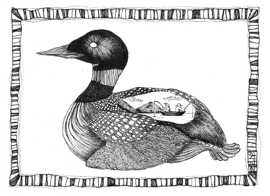 900x653 The Loon And The Fishermen Drawing - Loon Drawing