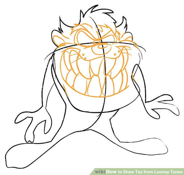 587x560 how to draw taz from looney tunes steps - Looney Toons Drawings