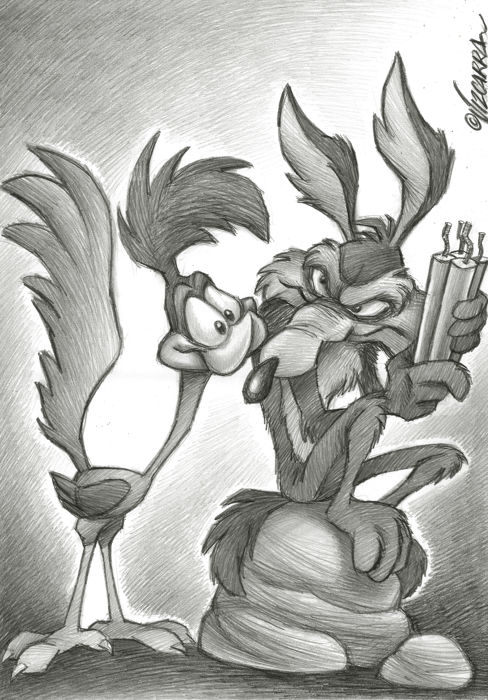 488x700 wile e coyote and the road runner - Looney Toons Drawings