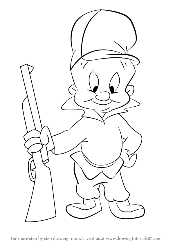596x842 learn how to draw elmer fudd from looney tunes - Looney Tunes Drawings