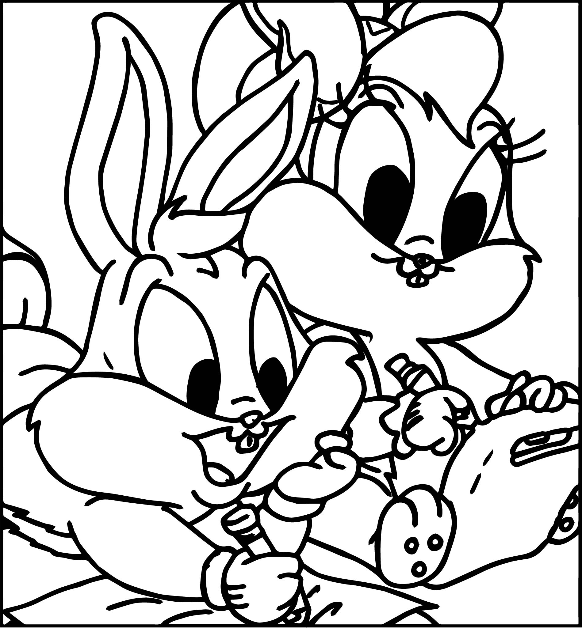 1898x2050 warner bros baby rabbits looney tunes drawing coloring - Looney Tunes Drawings