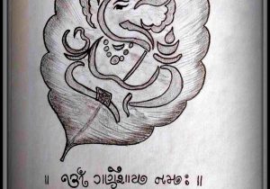 300x210 Of Ganesha Shadow Of Lord Ganesh Drawing On Paperboard Use Some - Lord Ganesha Drawing Images