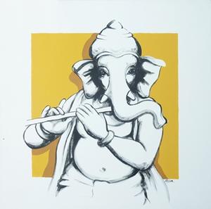 300x297 Reproduction On Canvas - Lord Ganesha Drawing Images
