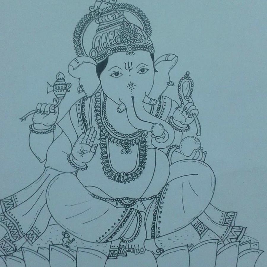 900x900 Lord Ganesha Drawing - Lord Ganesha Drawing Pictures