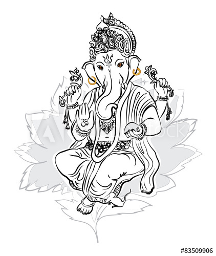 422x500 Lord Ganesha Drawing Vector - Lord Ganesha Drawing Pictures