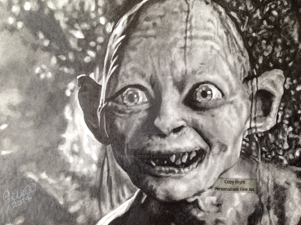 1024x768 Gollum' - Lord Of The Rings Drawings