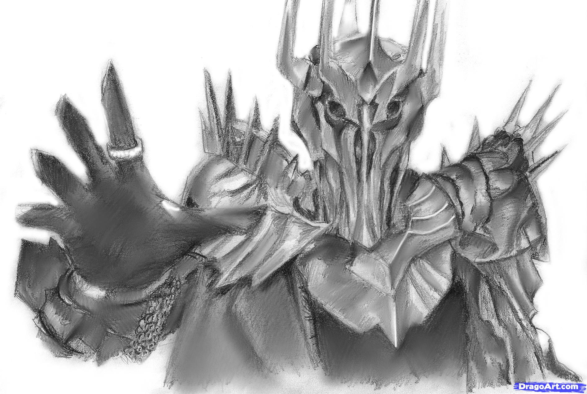 1895x1272 How To Draw Sauron, Step - Lord Of The Rings Drawings