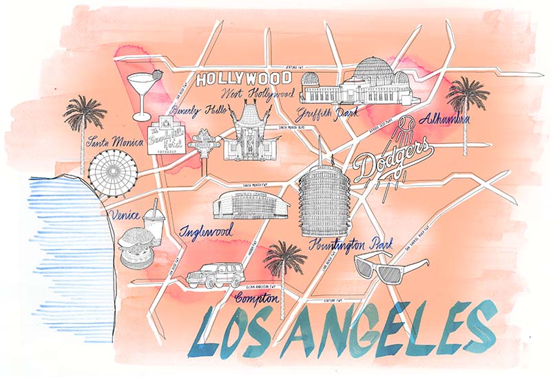 800x548 los angeles city map drawing - Los Angeles Drawing