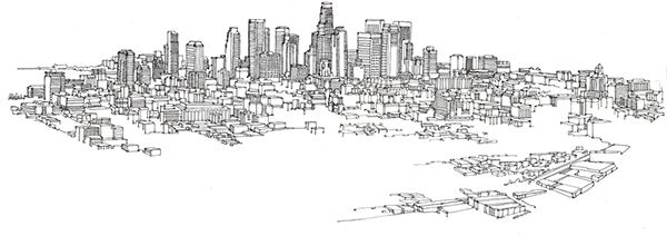 600x212 los angeles cityscape drawings on pantone canvas gallery - Los Angeles Drawing