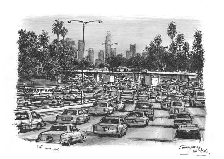 765x541 los angeles traffic on a freeway - Los Angeles Drawing