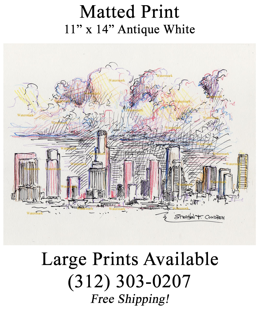 1000x1210 lost angeles skyline color pencil drawing of downtown - Los Angeles Drawing