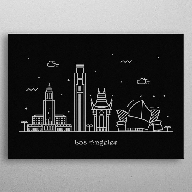 640x640 los angeles, california minima - Los Angeles Skyline Drawing