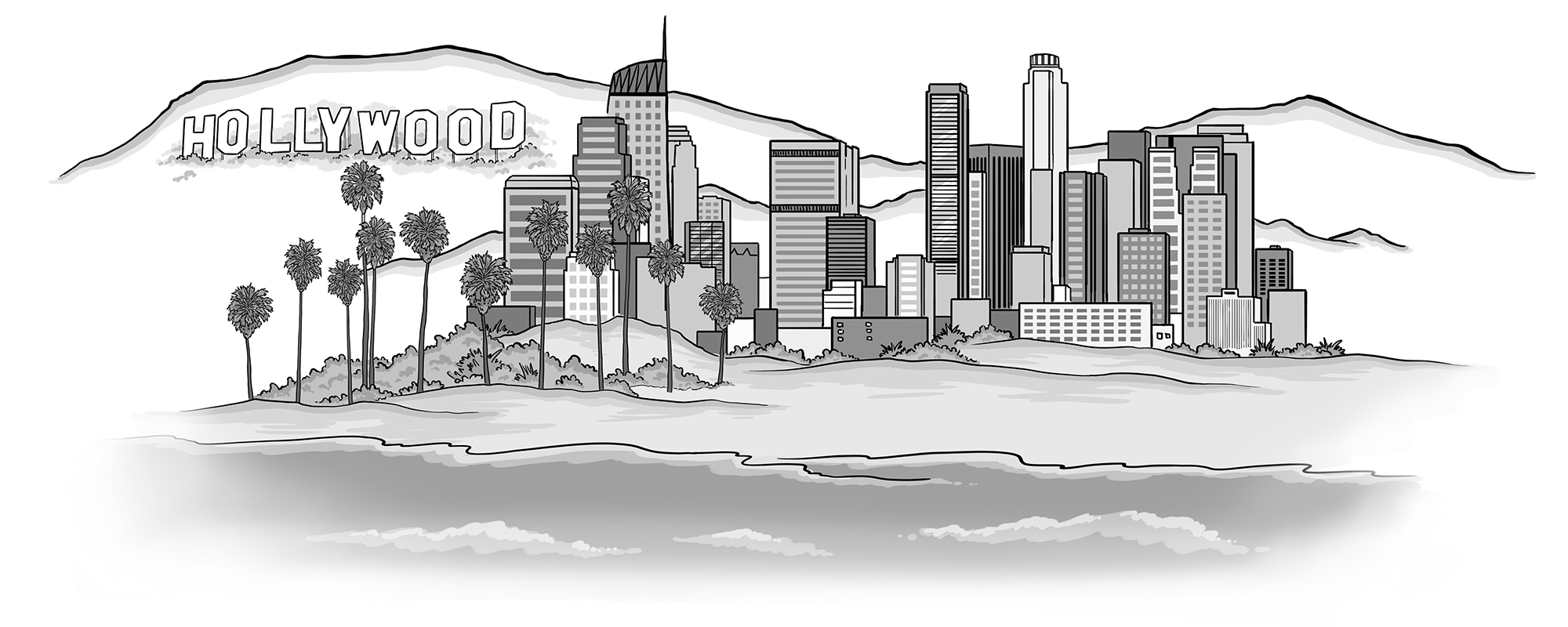 Los Angeles Skyline Drawing At PaintingValley Explore Collection 