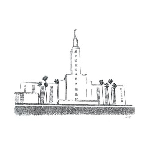 300x300 los angeles lds temple ink drawing drawing - Los Angeles Skyline Drawing
