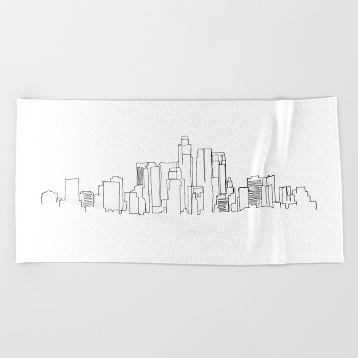 700x700 los angeles skyline drawing beach towel - Los Angeles Skyline Drawing