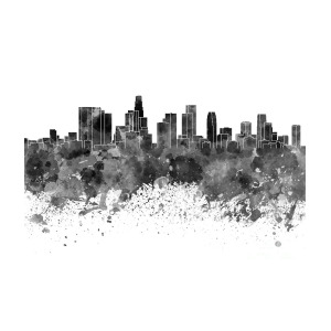 300x300 los angeles skyline in black watercolor on white background - Los Angeles Skyline Drawing
