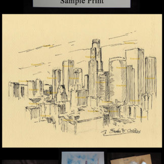 324x324 los angeles skyline pen ink drawing of downtown district - Los Angeles Skyline Drawing