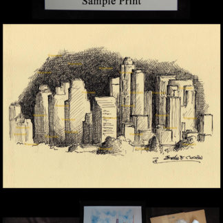 324x324 los angeles skyline pen ink drawing of downtown skyscrapers - Los Angeles Skyline Drawing