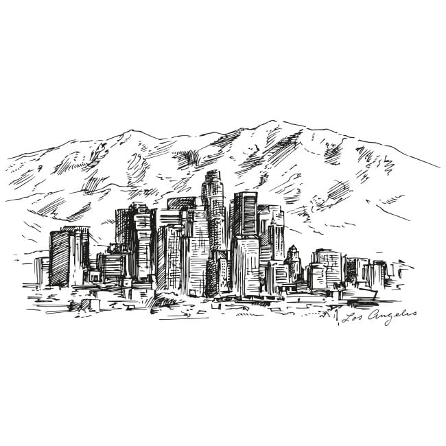 650x650 Vinyl And Stickers Skyline Drawing City Of Angels - Los Angeles Skyline Drawing