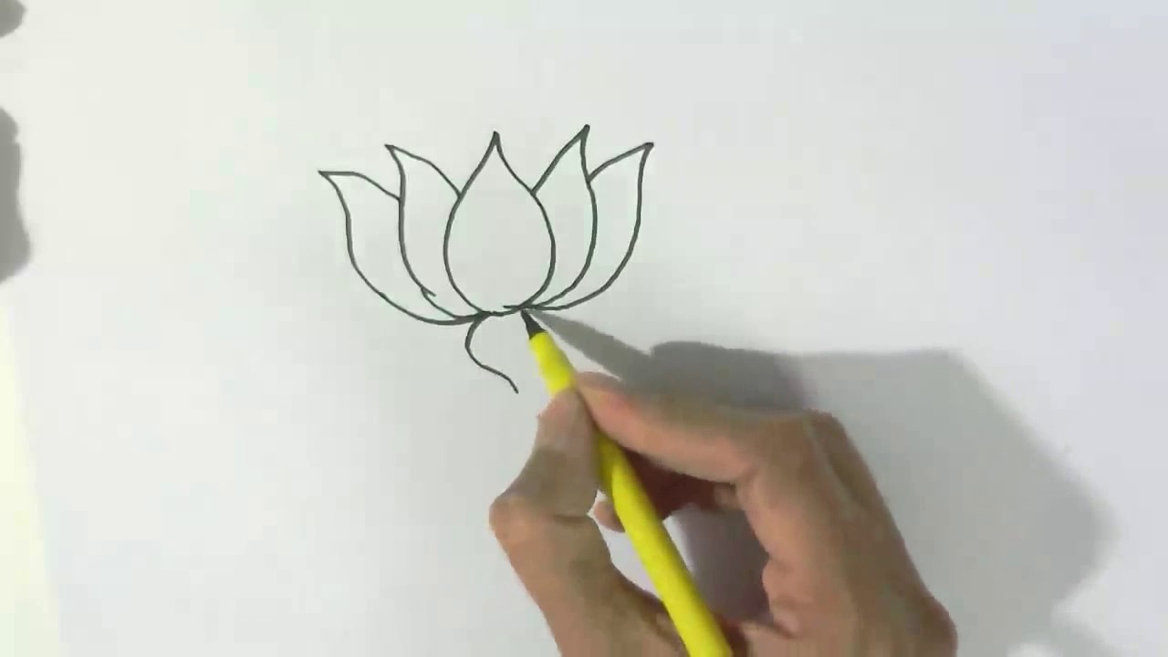 1280x720 How To Draw A Lotus - Lotus Drawing Simple
