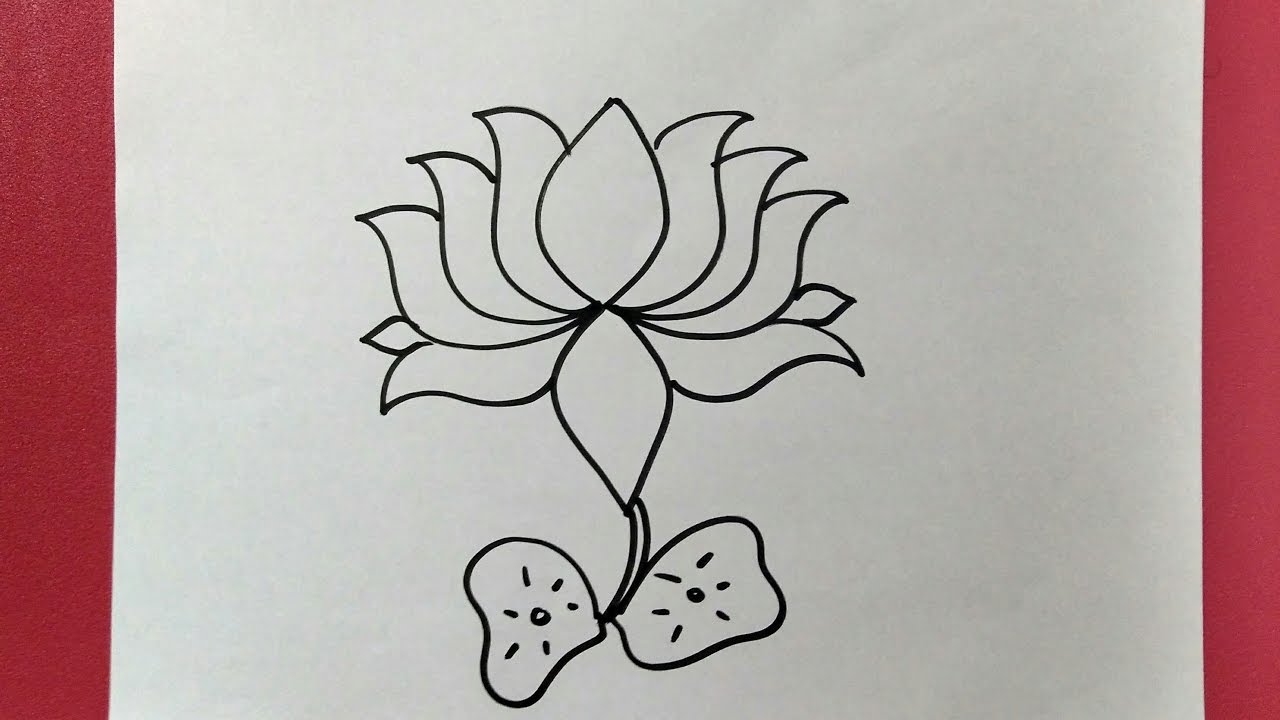 1280x720 How To Draw A Simple Lotus For Kids - Lotus Drawing Simple