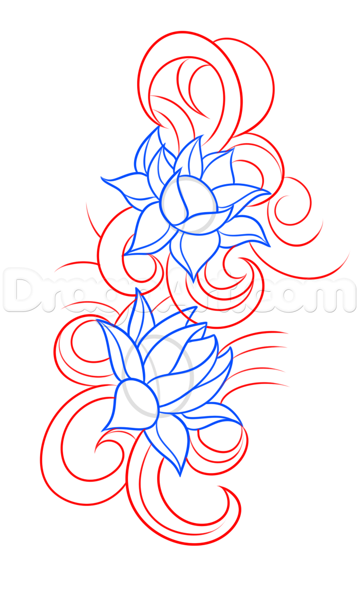699x1154 How To Draw A Lotus Flower Tattoo, Step - Lotus Drawing Step By Step
