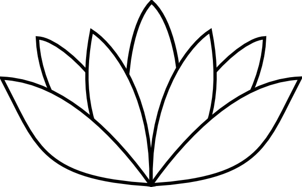 600x371 White Lotus Flower Clip Art Free Vector In Open Office Drawing - Lotus Flower Black And White Drawing
