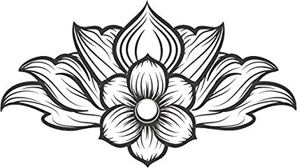 425x240 Black And White Elegant Hawaiian Lotus Flower Drawing - Lotus Flower Black And White Drawing