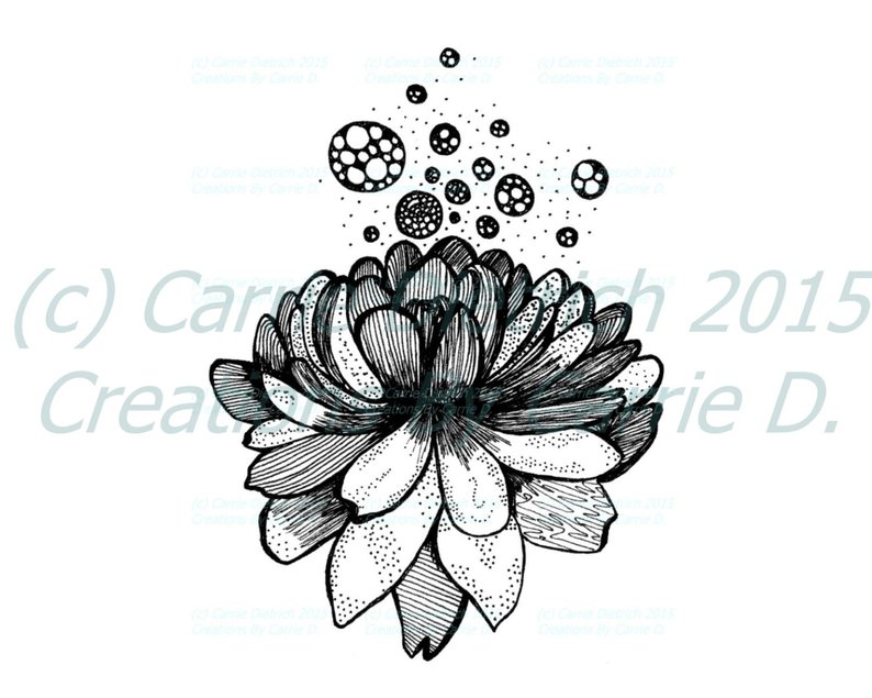794x635 Black And White Art Pen And Ink Lotus Flower Design Etsy - Lotus Flower Black And White Drawing