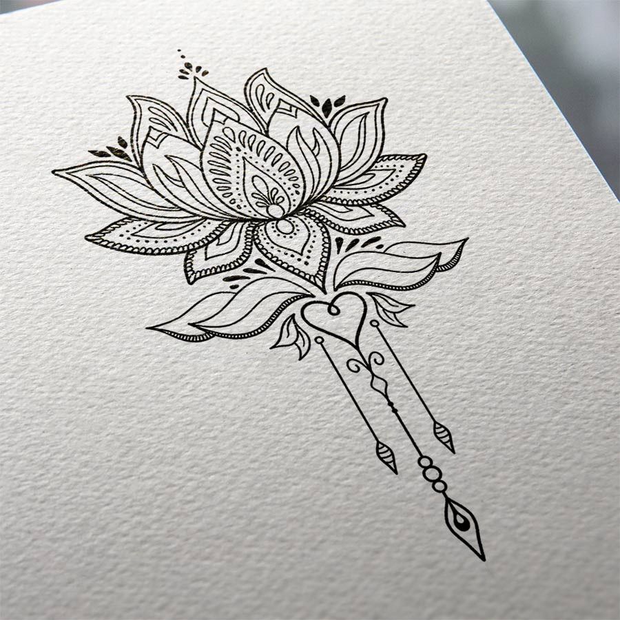 900x900 hamsa drawing lotus flower for free download - Lotus Flower Drawing