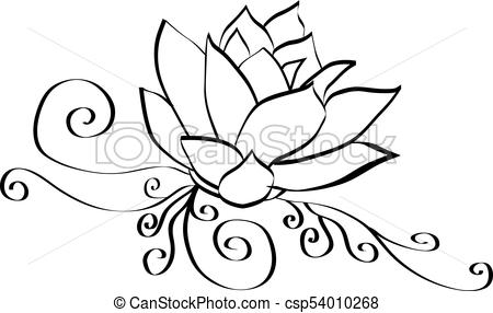 450x286 Black And White Elegant Lotus Flower Drawing - Lotus Flower Drawing Images