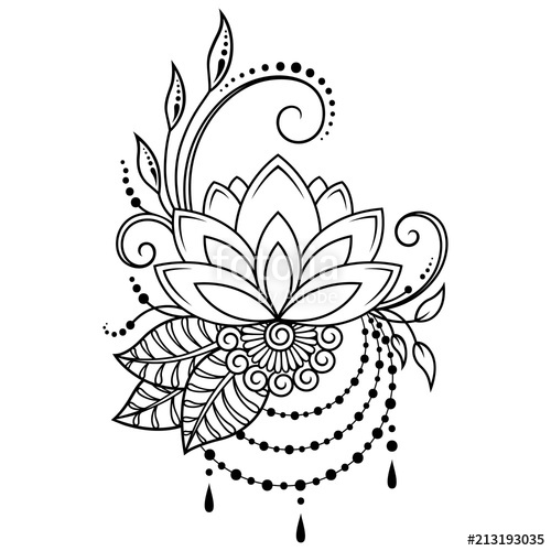 500x500 mehndi lotus flower pattern for henna drawing and tattoo - Lotus Flower Drawing Pictures