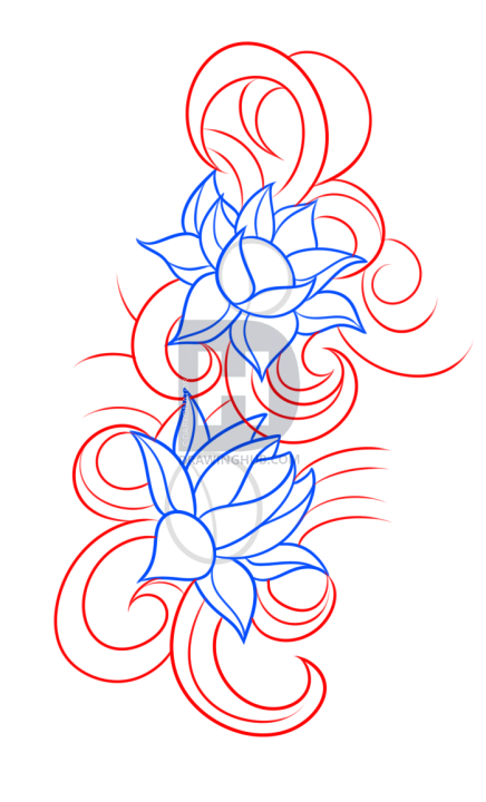 436x720 How To Draw A Lotus Flower Tattoo, Step - Lotus Flower Drawing Step By Step