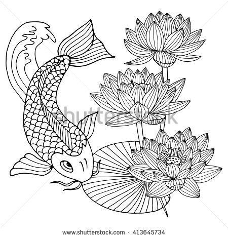 450x470 Lotus Flower Line Drawing - Lotus Flower Line Drawing