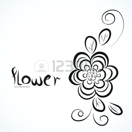 449x450 outline flower flower outline drawing vector illustration vintage - Lotus Flower Outline Drawing