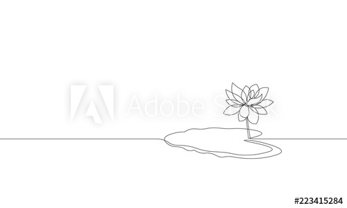 500x300 Single Continuous Line Art Lotus Flower Leaf Silhouette Nature - Lotus Flower Outline Drawing